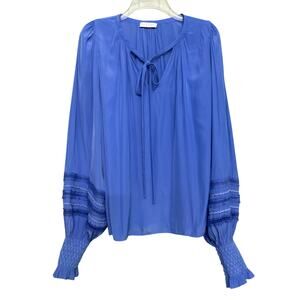 Ramy Brook New Henri Periwinkle Blue Puff Sleeve Blouse Size XL